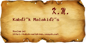 Kabók Malakiás névjegykártya